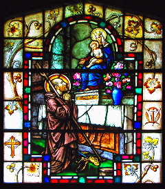 [St. Ignatius Loyola at Montserrat (Stained
                  Glass)]